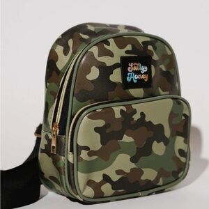 Salty Honey Small Camo Backpack with Black Straps